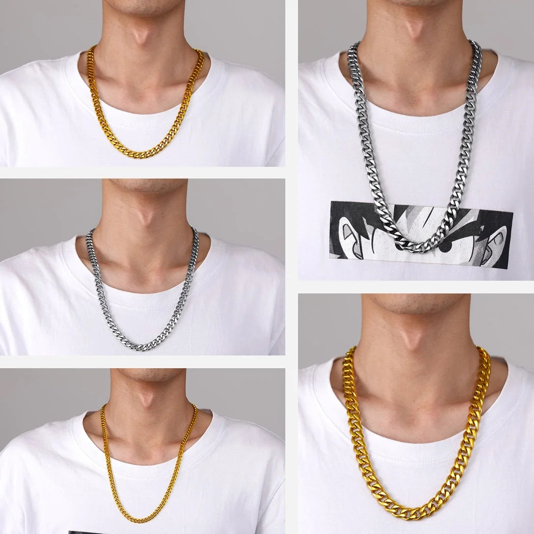 Mens Hip Hop Necklace 6Mm Miami Unisex Curb Cuban Link Chain,316L Stainless Steel