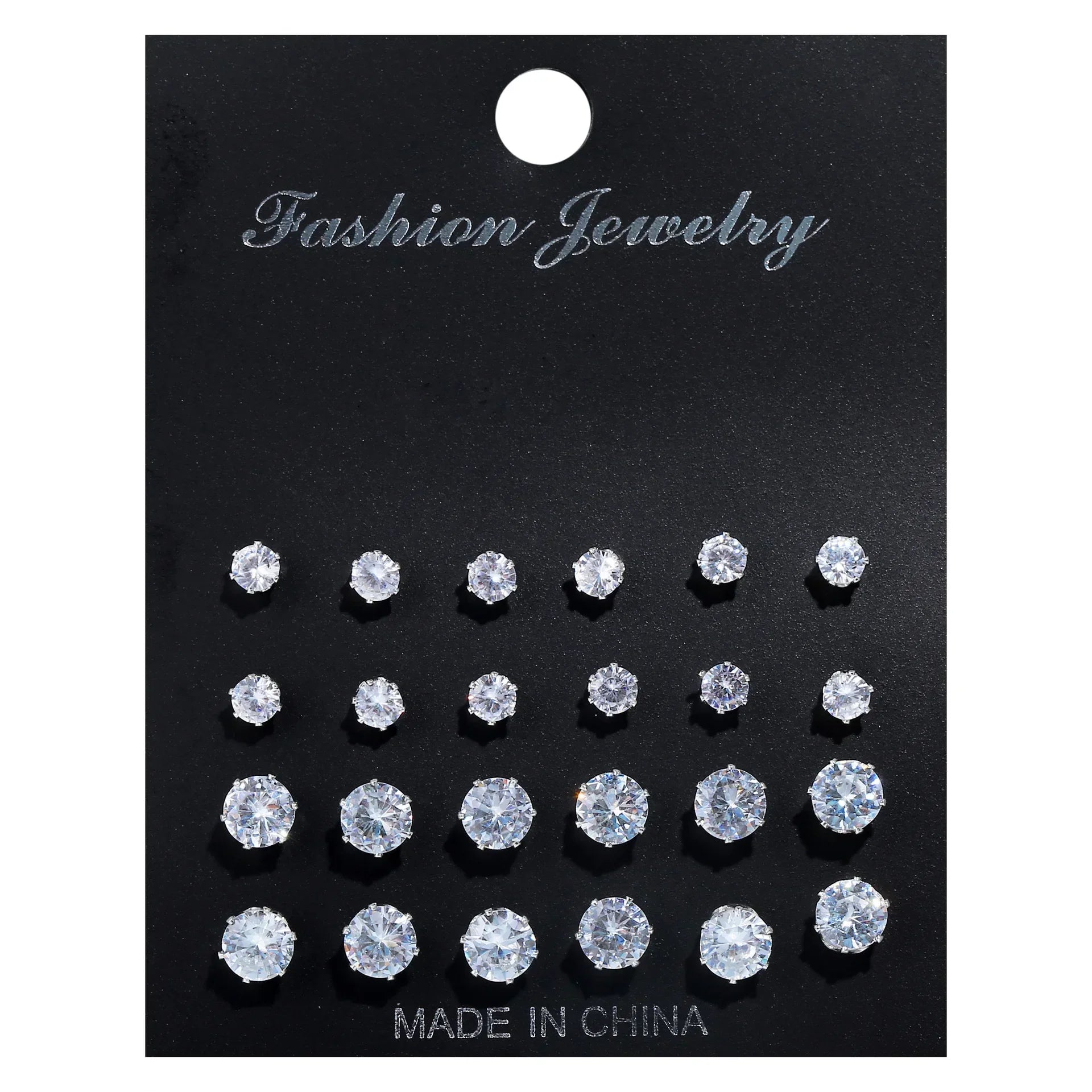 12 Pair/Lot White Shiny Wedding Stud Earrings Set for Women Men Cubic Zircon Jewelry Accessories Minimalist Earring Jewelry Gift