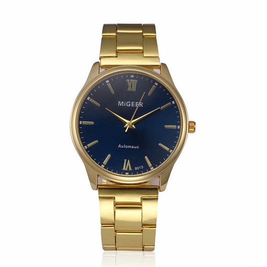 Man Crystal Stainless Steel Analog Quartz Wrist Watch