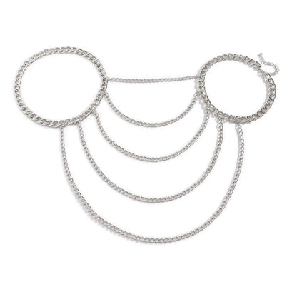 Harness Heavy Metal Body Jewelry for Women Sexy One Shoulder Chian Necklace Beach Bikinis Bodychain Y2K Party Grungy Accessories