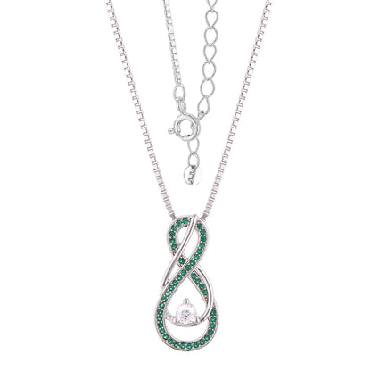 Emerald Green Infinity Birthstone Necklace - May Gemstone